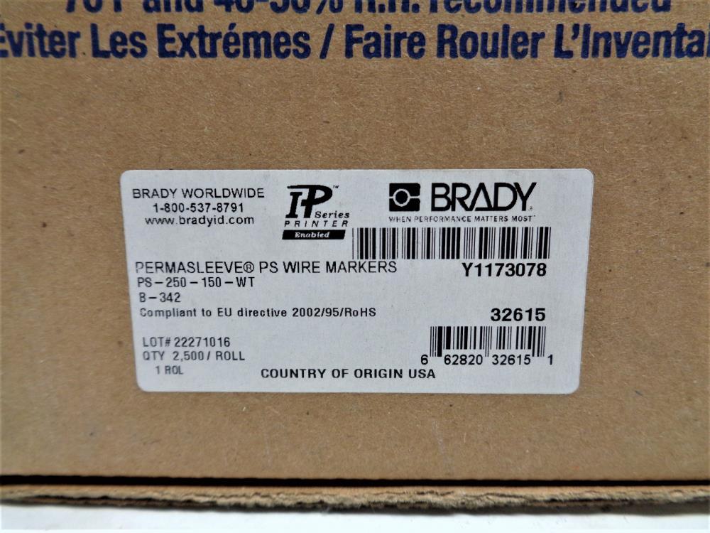 Brady Permasleeve Wire Markers PS-250-150-WT